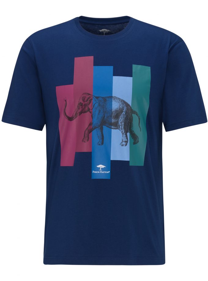 T-SHIRT ΜΠΛΟΥΖΑ Fynch Hatton FH20S023 T-Shirt Elephant print Μπλε