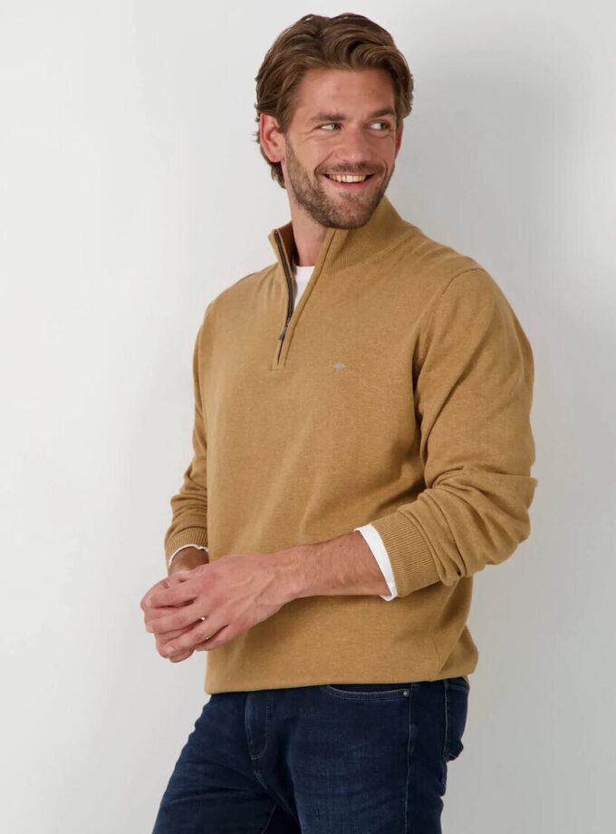 Πλεκτό - Πουλόβερ Fynch Hatton FH22W022 Halfzip Camel