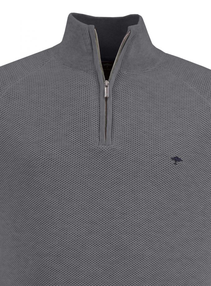 Πλεκτό - Πουλόβερ Fynch Hatton FH22W033 Halfzip Structure Steel
