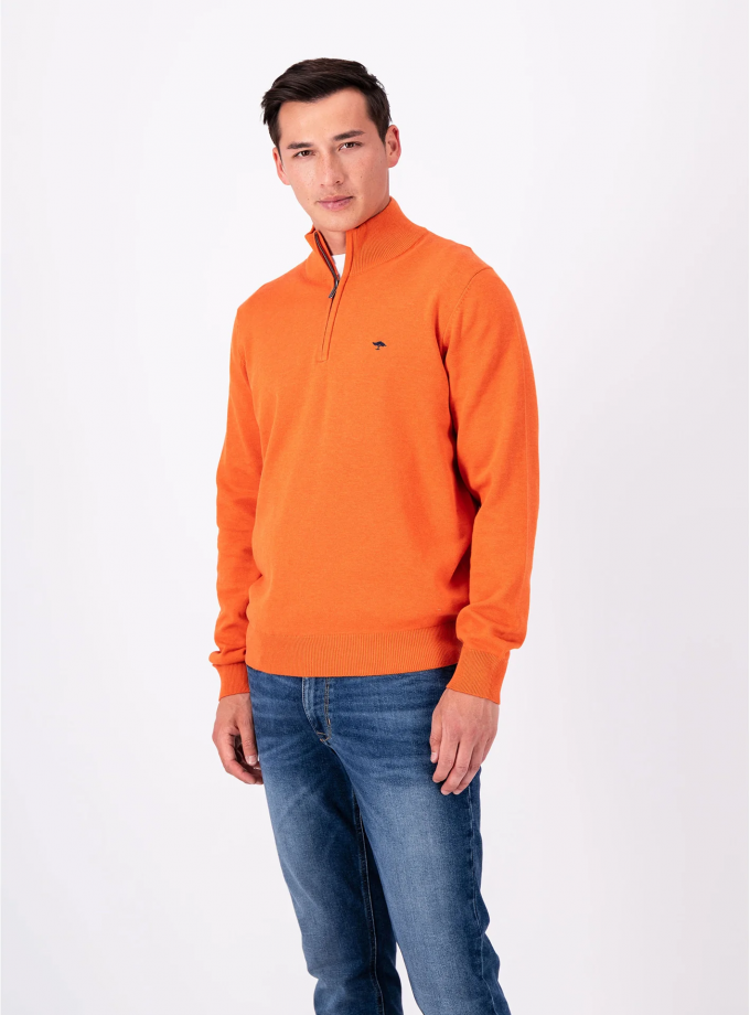 Πλεκτό - Πουλόβερ Fynch Hatton FH23W009 Halfzip Burnt orange