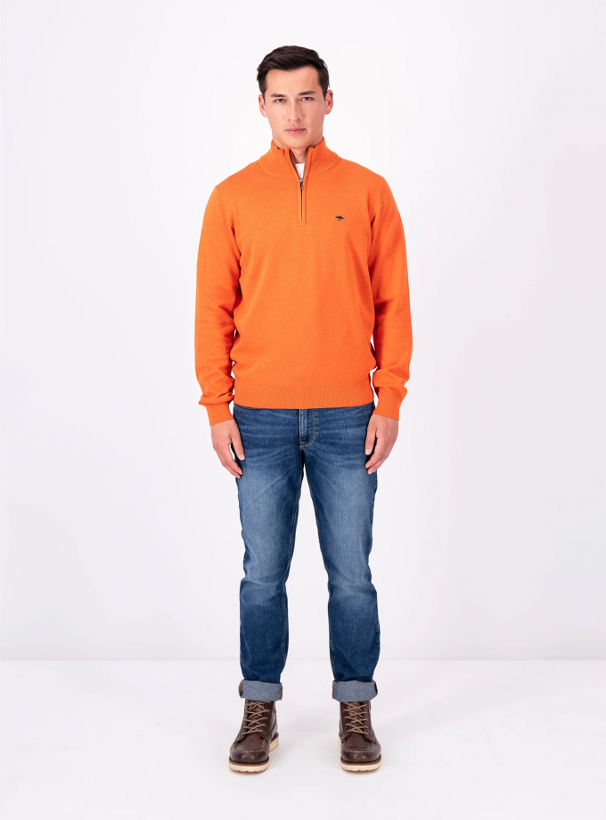 Πλεκτό - Πουλόβερ Fynch Hatton FH23W009 Halfzip Burnt orange
