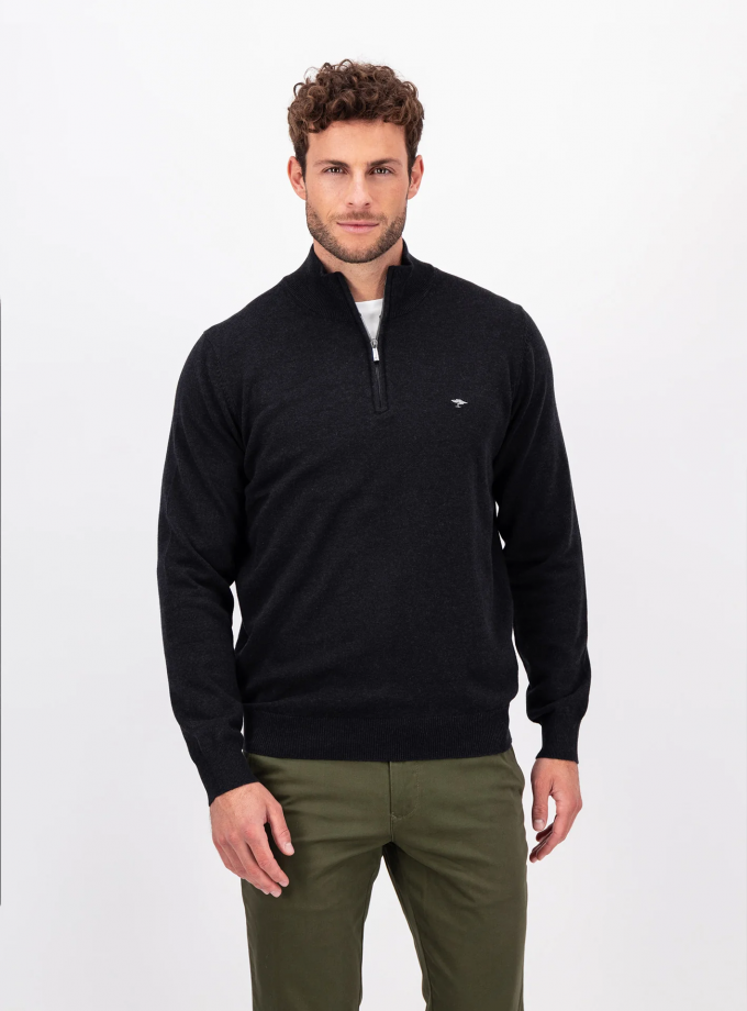 Πλεκτό - Πουλόβερ Fynch Hatton FH23W013 Halfzip Black