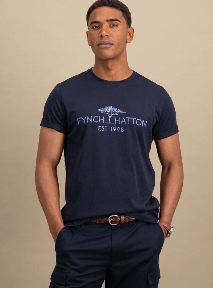 T-Shirt Μπλούζα Fynch Hatton FH25S022 Logoprint Navy