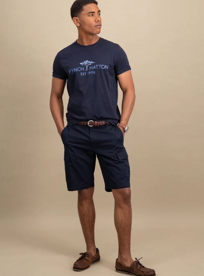 T-Shirt Μπλούζα Fynch Hatton FH25S022 Logoprint Navy