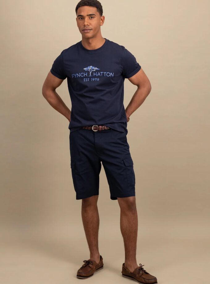 T-Shirt Μπλούζα Fynch Hatton FH25S022 Logoprint Navy