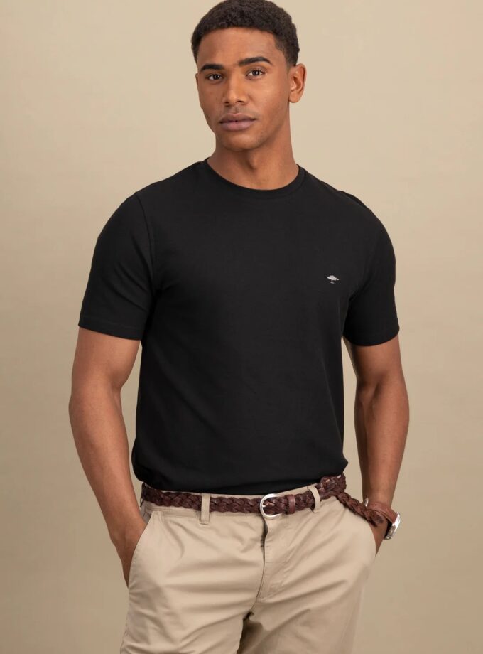 T-Shirt Μπλούζα Fynch Hatton FH25S032 Black soft piquet