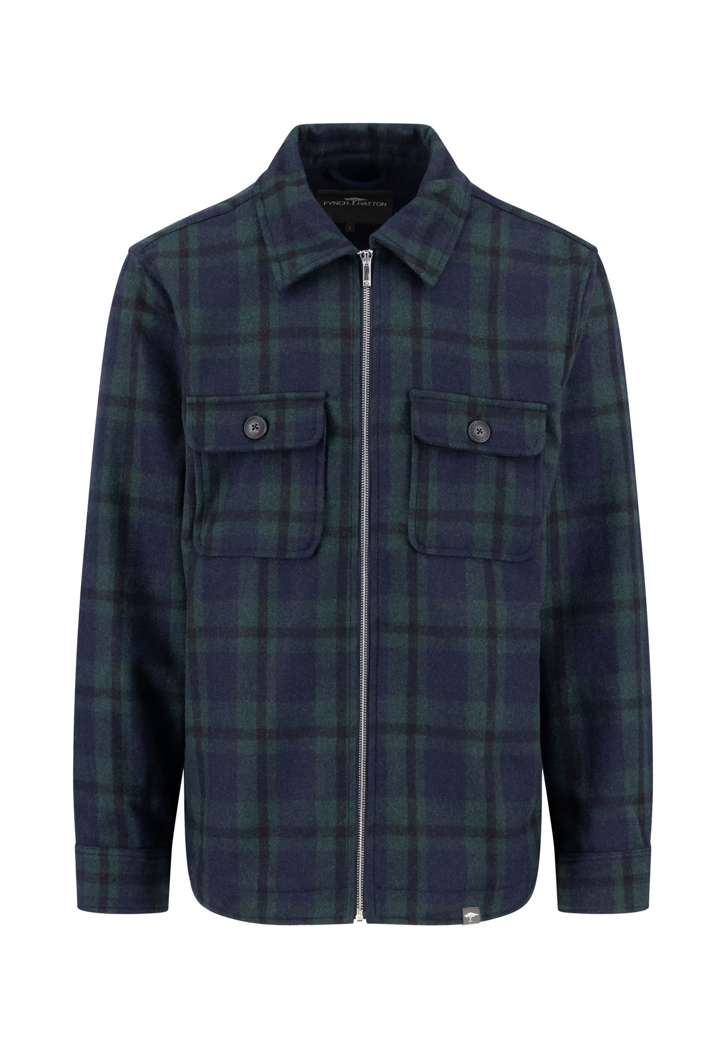 Overshirt Fynch Hatton FH25W023 Checked woolmix dark navy Overshirt Fynch Hatton FH25W023 Checked woolmix dark navy
