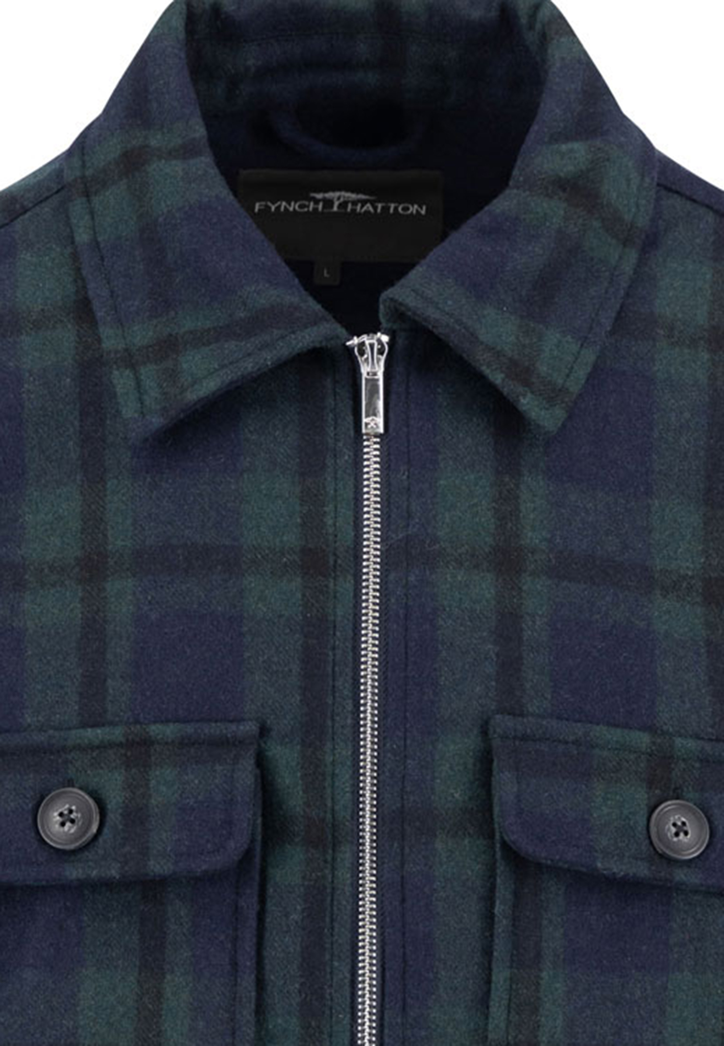 Overshirt Fynch Hatton FH25W023 Checked woolmix dark navy 3 Overshirt Fynch Hatton FH25W023 Checked woolmix dark navy 3