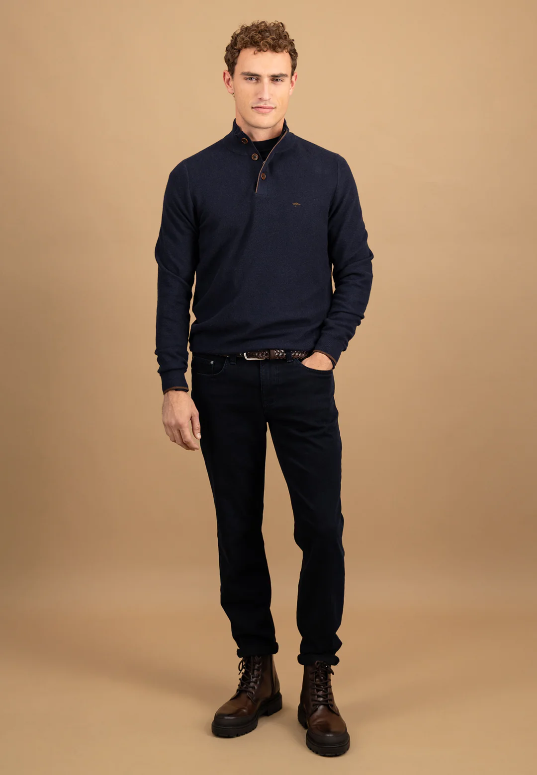 Πλεκτό – Πουλόβερ Fynch Hatton FH25W016 Halfzip-buttons Navy 5 Πλεκτό – Πουλόβερ Fynch Hatton FH25W016 Halfzip-buttons Navy 5