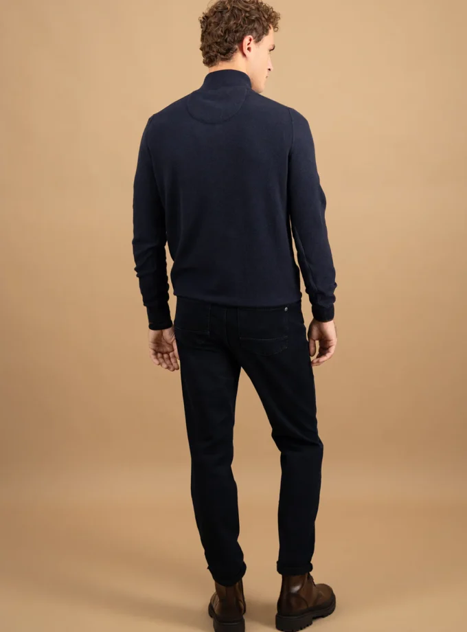 Πλεκτό - Πουλόβερ Fynch Hatton FH25W016 Halfzip-buttons Navy