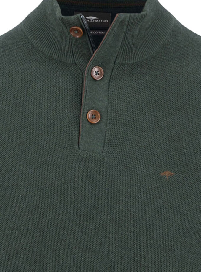 Πλεκτό - Πουλόβερ Fynch Hatton FH25W017 Halfzip-buttons Darkivy