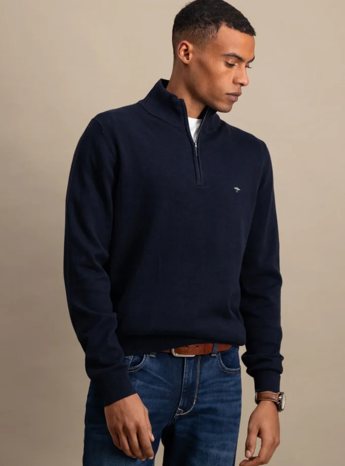 Πλεκτό - Πουλόβερ Fynch Hatton FH25W015 Halfzip Navy
