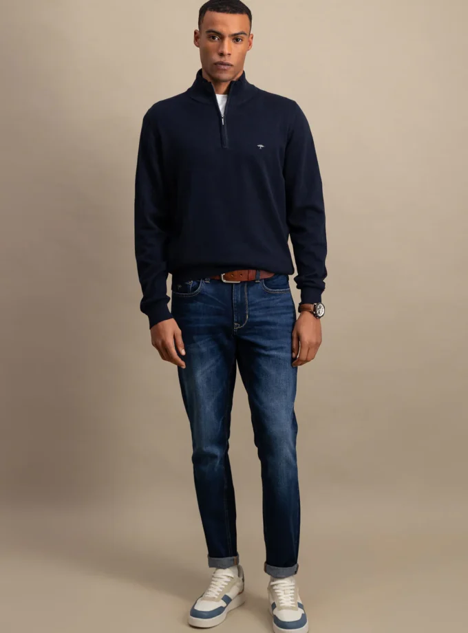 Πλεκτό - Πουλόβερ Fynch Hatton FH25W015 Halfzip Navy