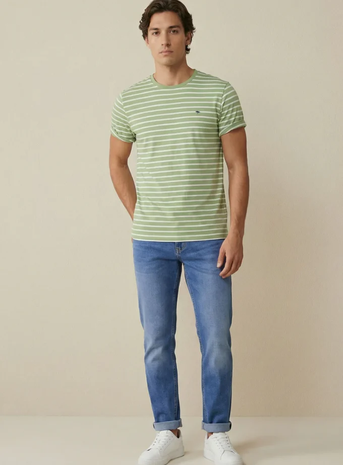 T-Shirt Μπλούζα Fynch Hatton FH26S030 Stripes Avocado