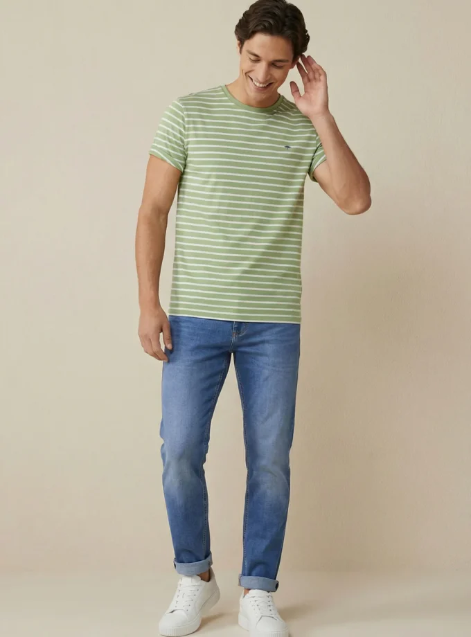 T-Shirt Μπλούζα Fynch Hatton FH26S030 Stripes Avocado