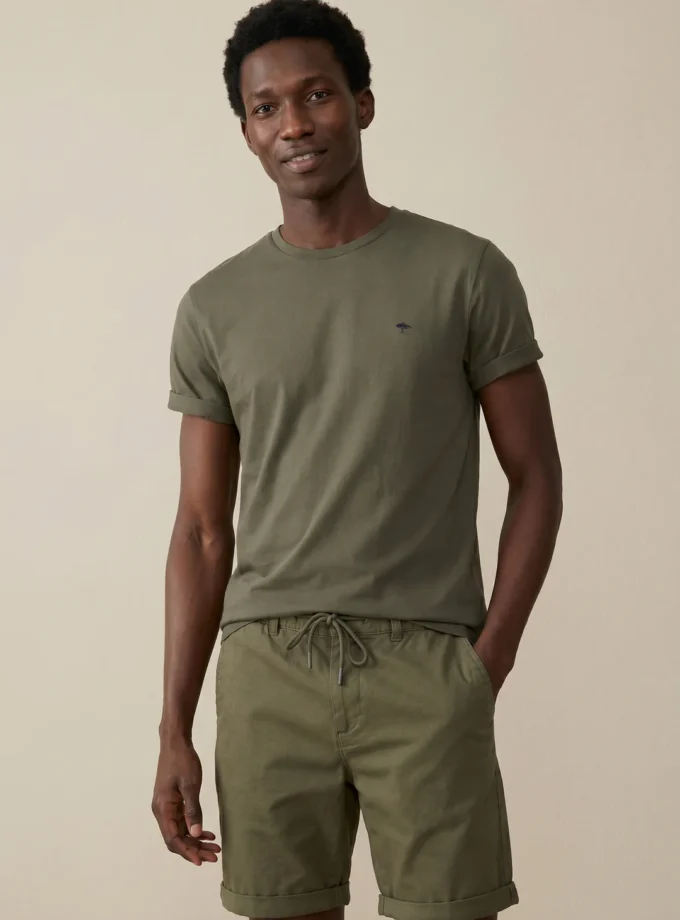 T-Shirt Μπλούζα Fynch Hatton FH26S026 Dark khaki soft piquet