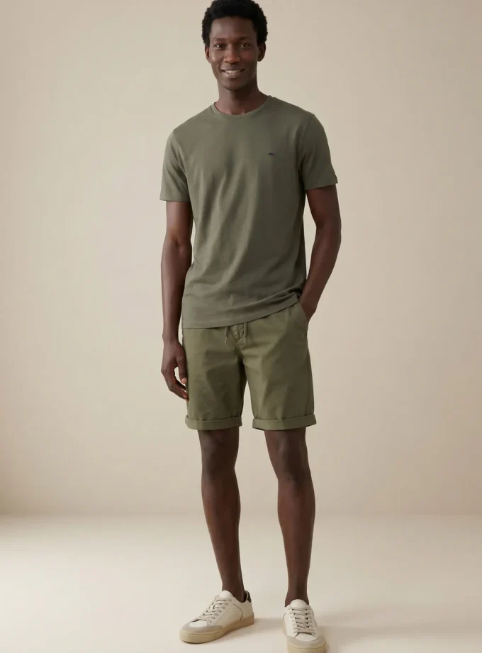 T-Shirt Μπλούζα Fynch Hatton FH26S026 Dark khaki soft piquet