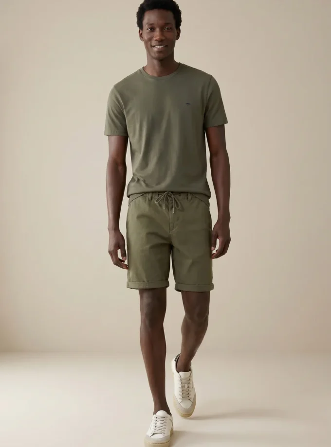 T-Shirt Μπλούζα Fynch Hatton FH26S026 Dark khaki soft piquet