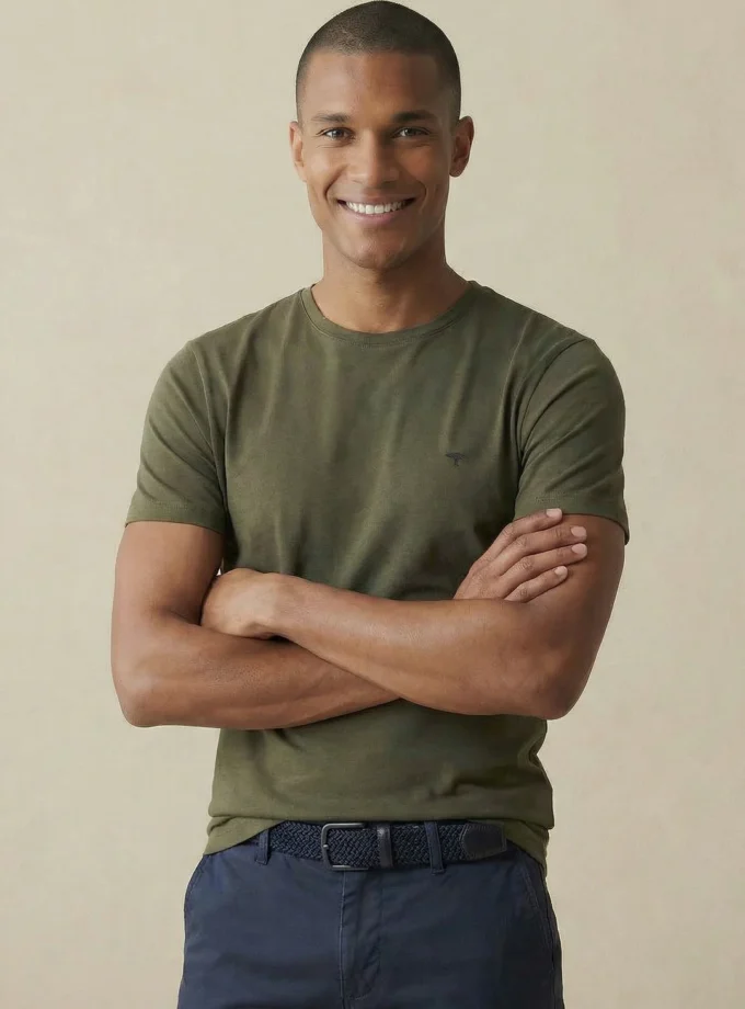 T-Shirt Μπλούζα Fynch Hatton FH26S021 Basic Dark khaki