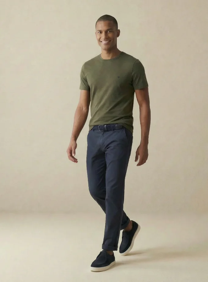 T-Shirt Μπλούζα Fynch Hatton FH26S021 Basic Dark khaki